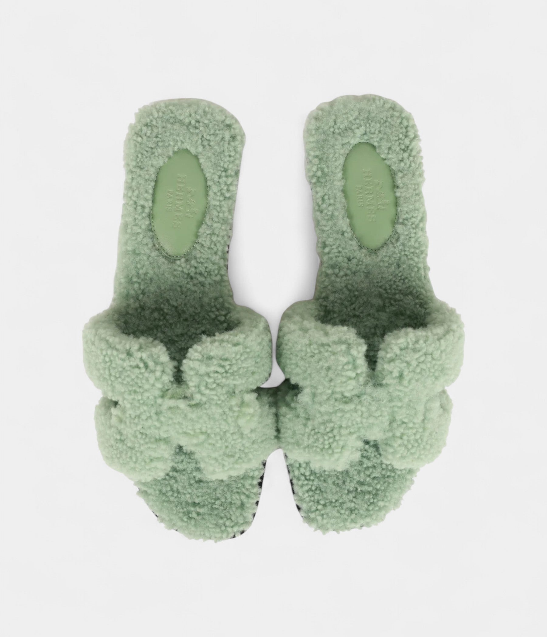 Hermès Oran Sandals Vert D'eau Woolskin 36