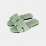 Hermès Oran Sandals Vert D'eau Woolskin 36