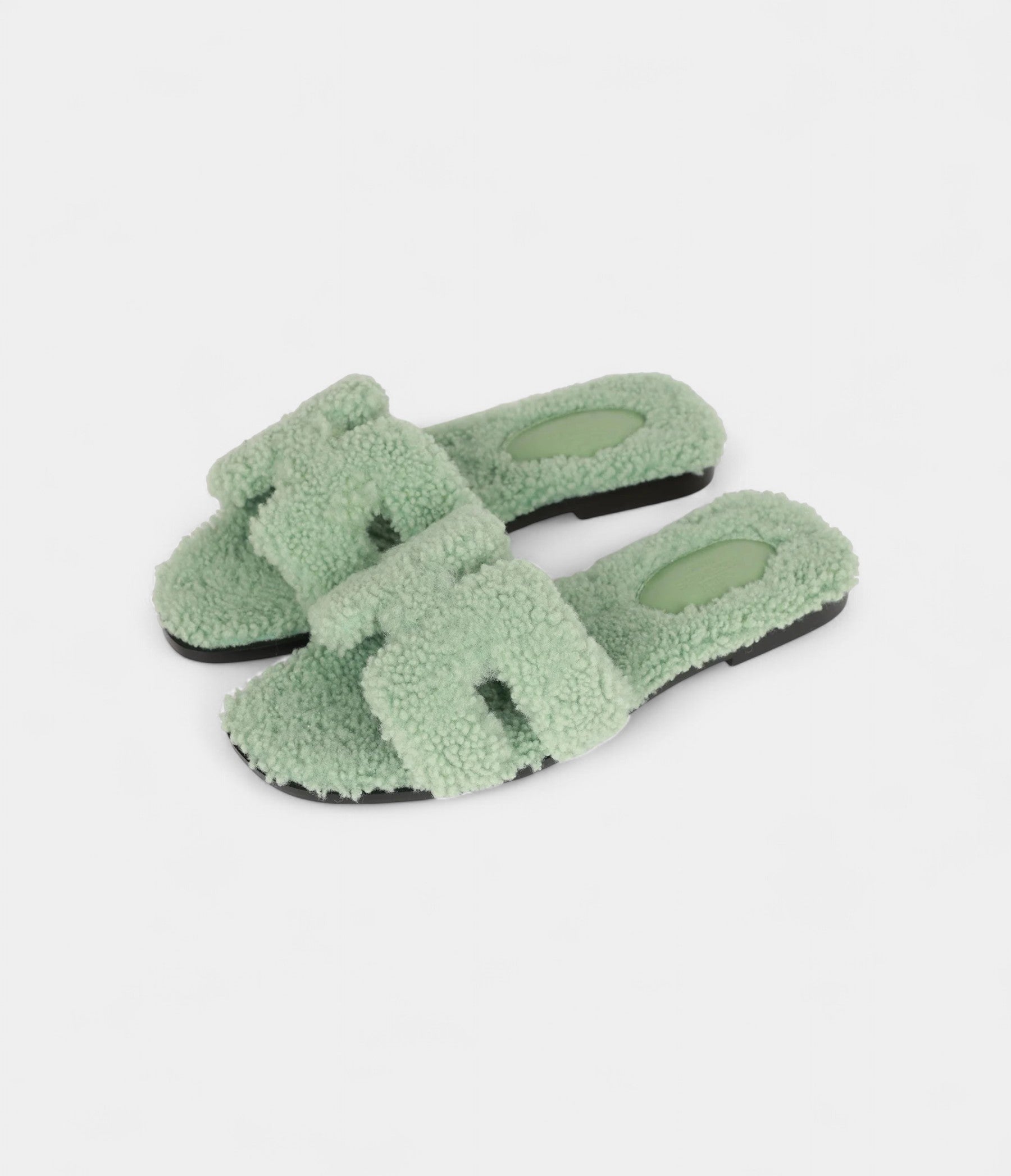 Hermès Oran Sandals Vert D'eau Woolskin 36