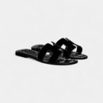 Hermès Oran Stylish Sandals for Women in Black & White Suede Slide