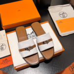 Hermès Classic Kelly Buckle Slides – Summer Essential (White and brown)