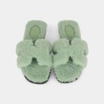 Hermès Oran Sandals Vert D'eau Woolskin 36