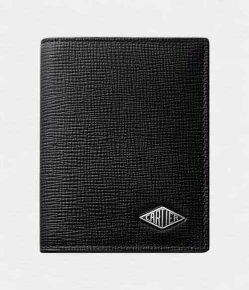 Cartier Losange 4 Credit Card Holder Grained Black Calfskin With Black Enamel