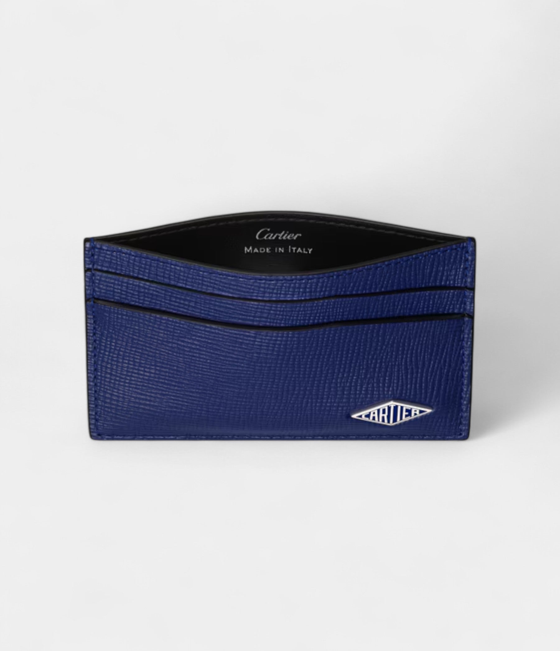 Cartier Losange Double Card Holder Grained Ink Calfskin With Palladium Finish