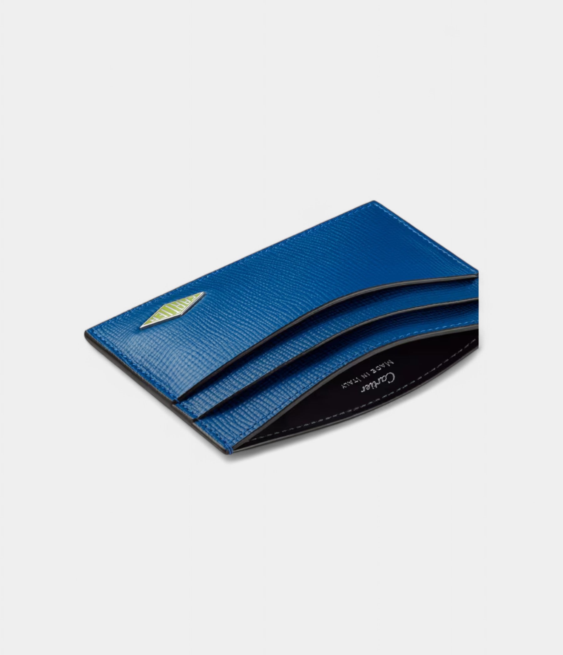 Cartier Losange Double Card Holder Ocean Blue & Lime Enamel