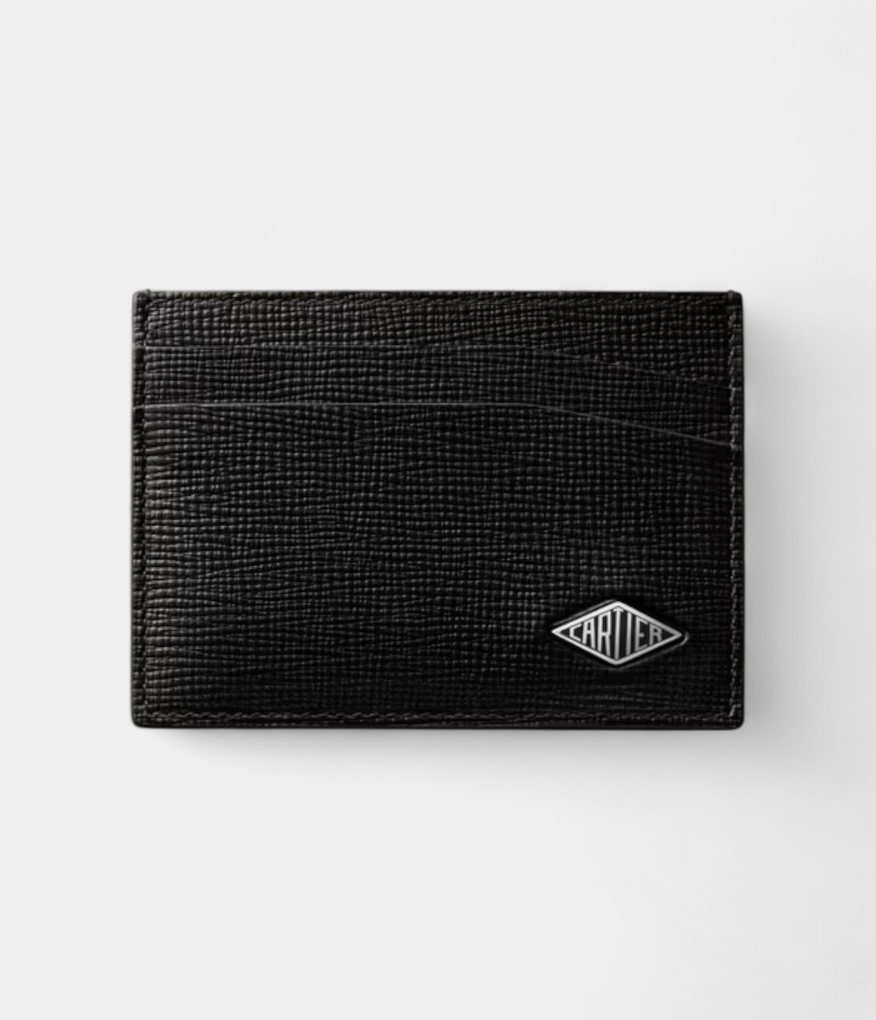 Cartier Losange Double Card Holder in Grained Black Calfskin Understated Sophistication with Iconic Detailing