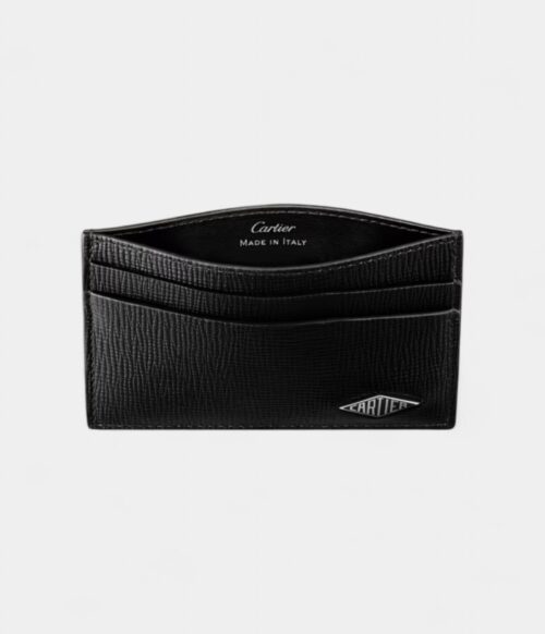 Cartier Losange Double Card Holder in Grained Black Calfskin Understated Sophistication with Iconic Detailing