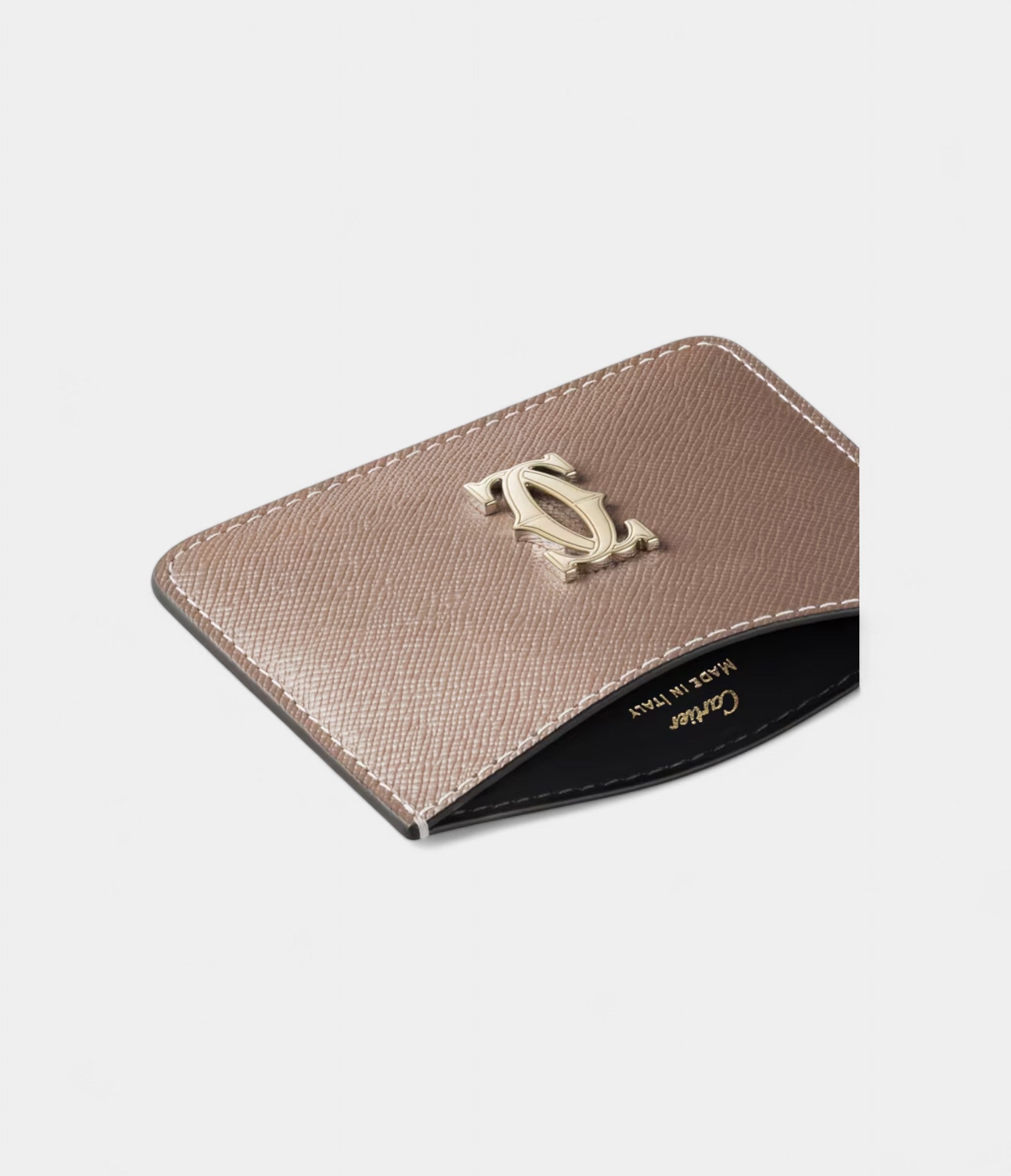 C de Cartier Simple Card Holder in Clay-Colored Calfskin