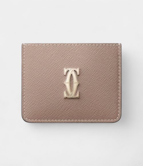 C de Cartier Simple Card Holder in Clay-Colored Calfskin