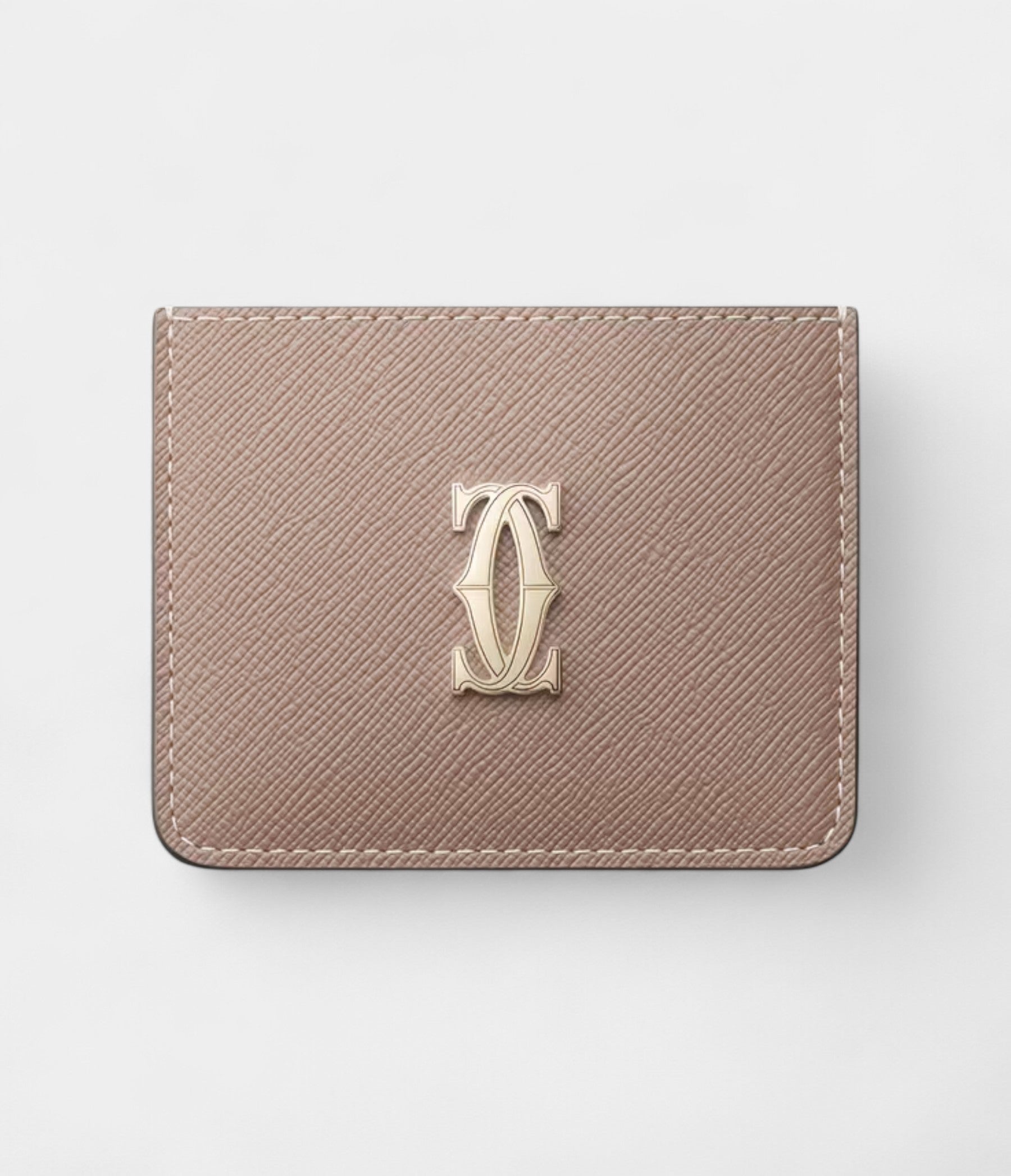 C de Cartier Simple Card Holder in Clay-Colored Calfskin