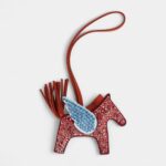 Custom Red Swarovski Crystal Hermès Bedazzled Pegase Rodeo Bag Charm PM Rouge Grenat Bleu Brume Cornaline Milo Lambskin