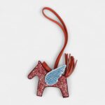 Custom Red Swarovski Crystal Hermès Bedazzled Pegase Rodeo Bag Charm PM Rouge Grenat Bleu Brume Cornaline Milo Lambskin