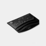 Double Card Holder in Embossed Black Calfskin Iconic Elegance with a Fierce Edge