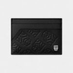 Double Card Holder in Embossed Black Calfskin Iconic Elegance with a Fierce Edge
