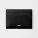 Double Card Holder in Embossed Black Calfskin Iconic Elegance with a Fierce Edge