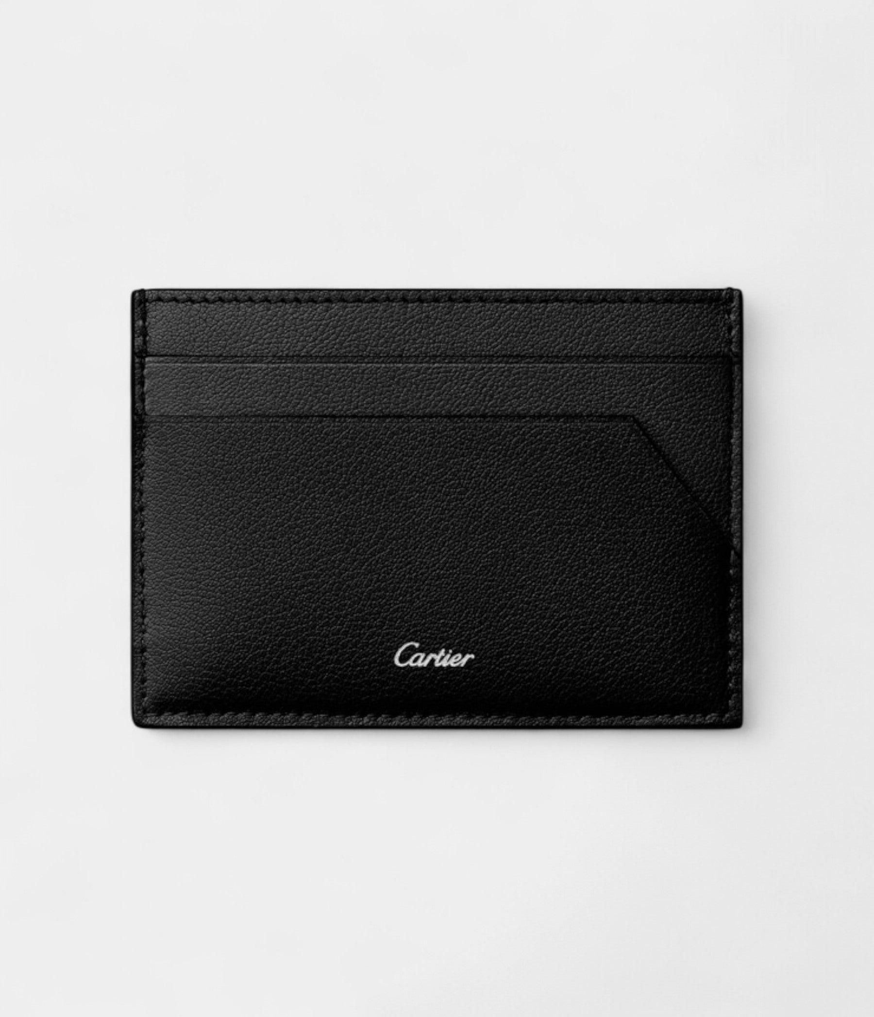 Double Card Holder in Embossed Black Calfskin Iconic Elegance with a Fierce Edge