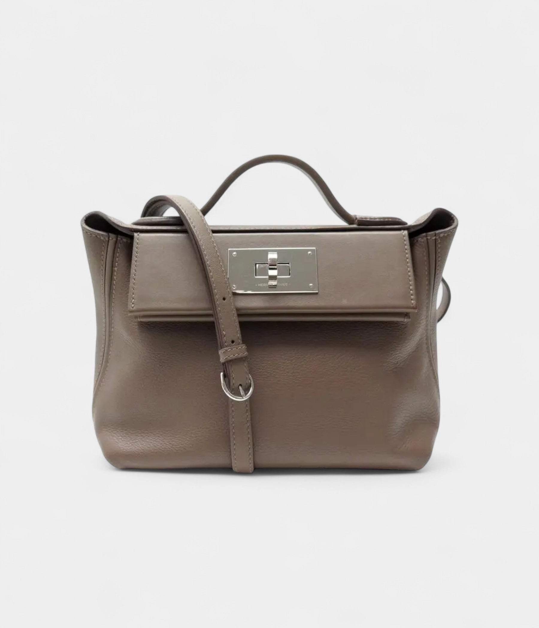 Hermès 24/24 Handmade Beige Leather Bag with Palladium Hardware
