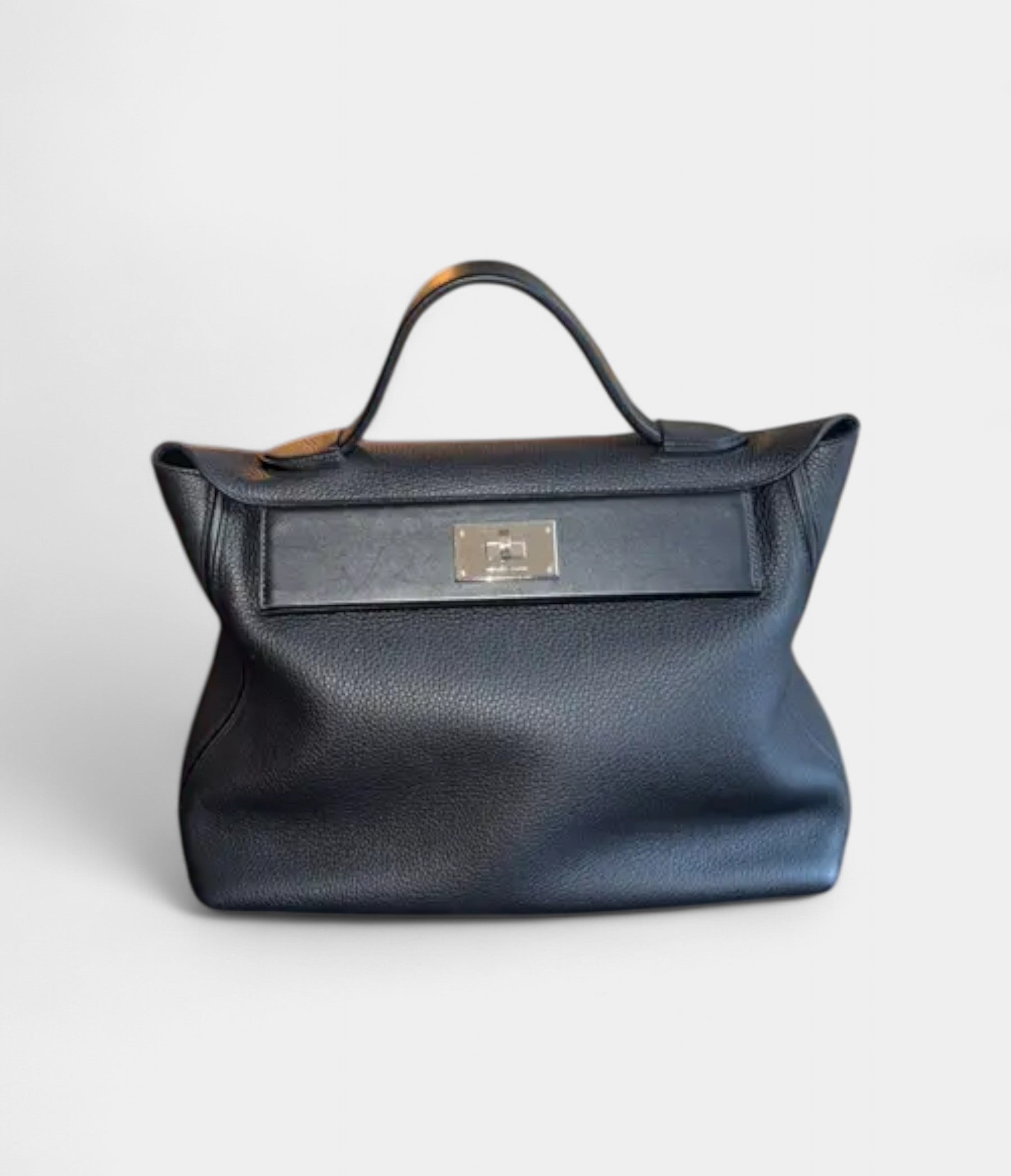 Hermès 24/24 Handmade Black in Silver Tone Leather with Palladium Hardware