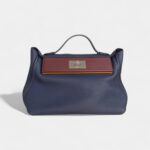 Hermès 24/24 Handmade Grey Blue Leather Bag with Palladium Hardware