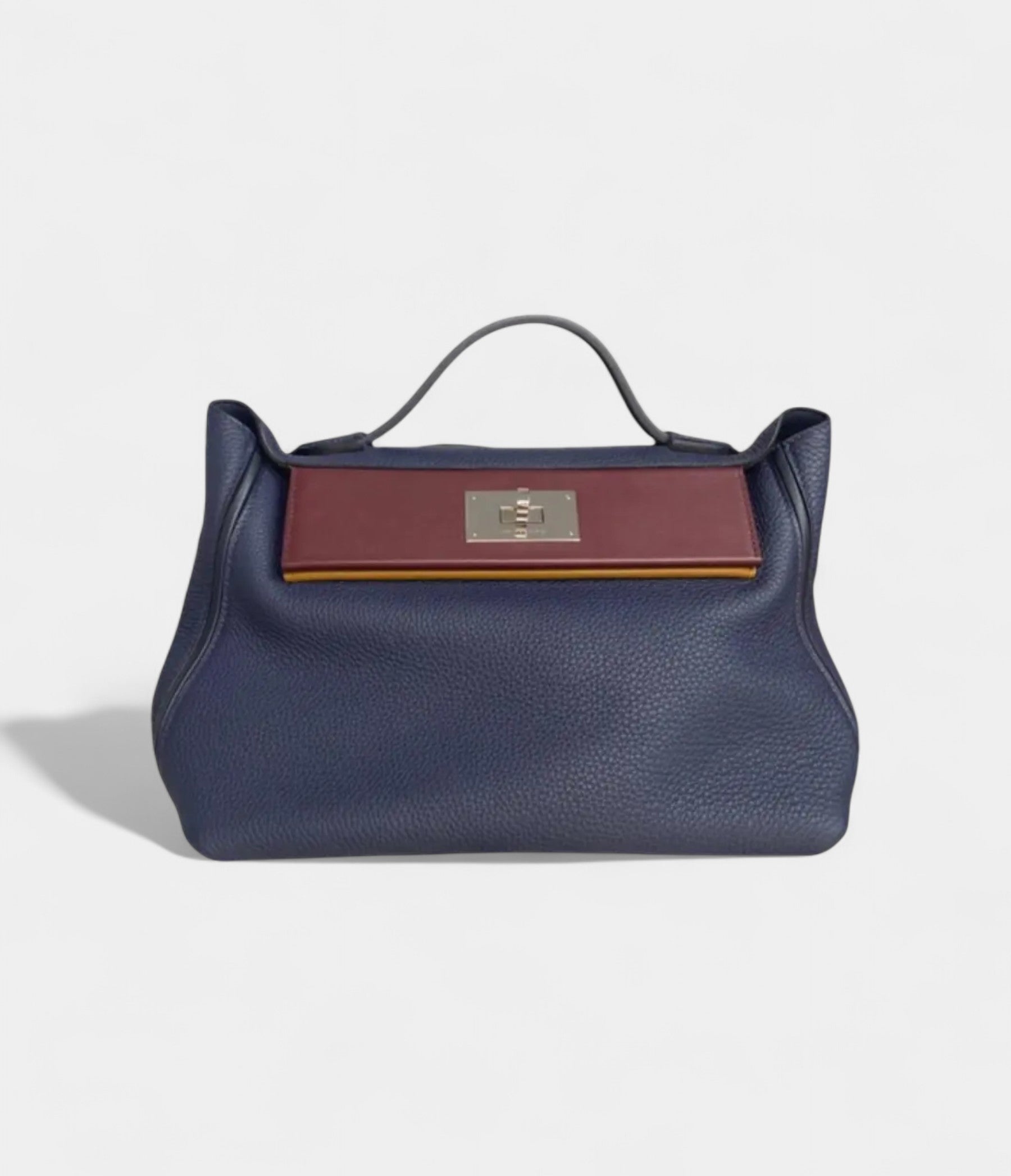 Hermès 24/24 Handmade Grey Blue Leather Bag with Palladium Hardware