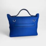 Hermès 24/24 Handmade Blue Leather Bag with Palladium Hardware