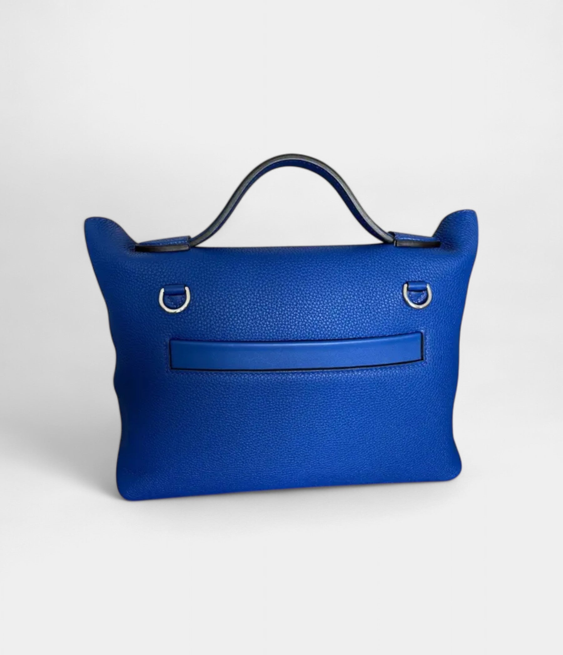 Hermès 24/24 Handmade Blue Leather Bag with Palladium Hardware