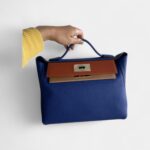 Hermès 24/24 Handmade Blue Leather Bag with Palladium Hardware