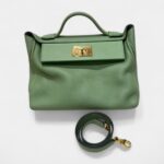 Hermès 24/24 Handmade Green Leather Bag with Palladium Hardware