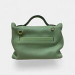 Hermès 24/24 Handmade Green Leather Bag with Palladium Hardware