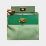 Hermès 24/24 Handmade Green Leather Bag with Palladium Hardware