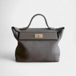 Hermès 24/24 Handmade Grey Leather Bag with Palladium Hardware