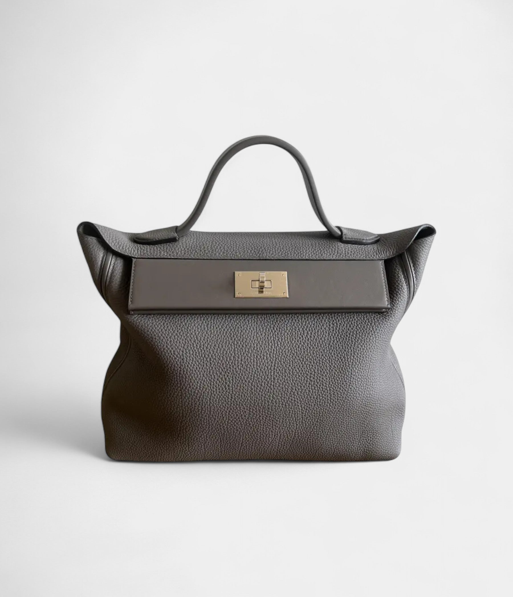 Hermès 24/24 Handmade Grey Leather Bag with Palladium Hardware