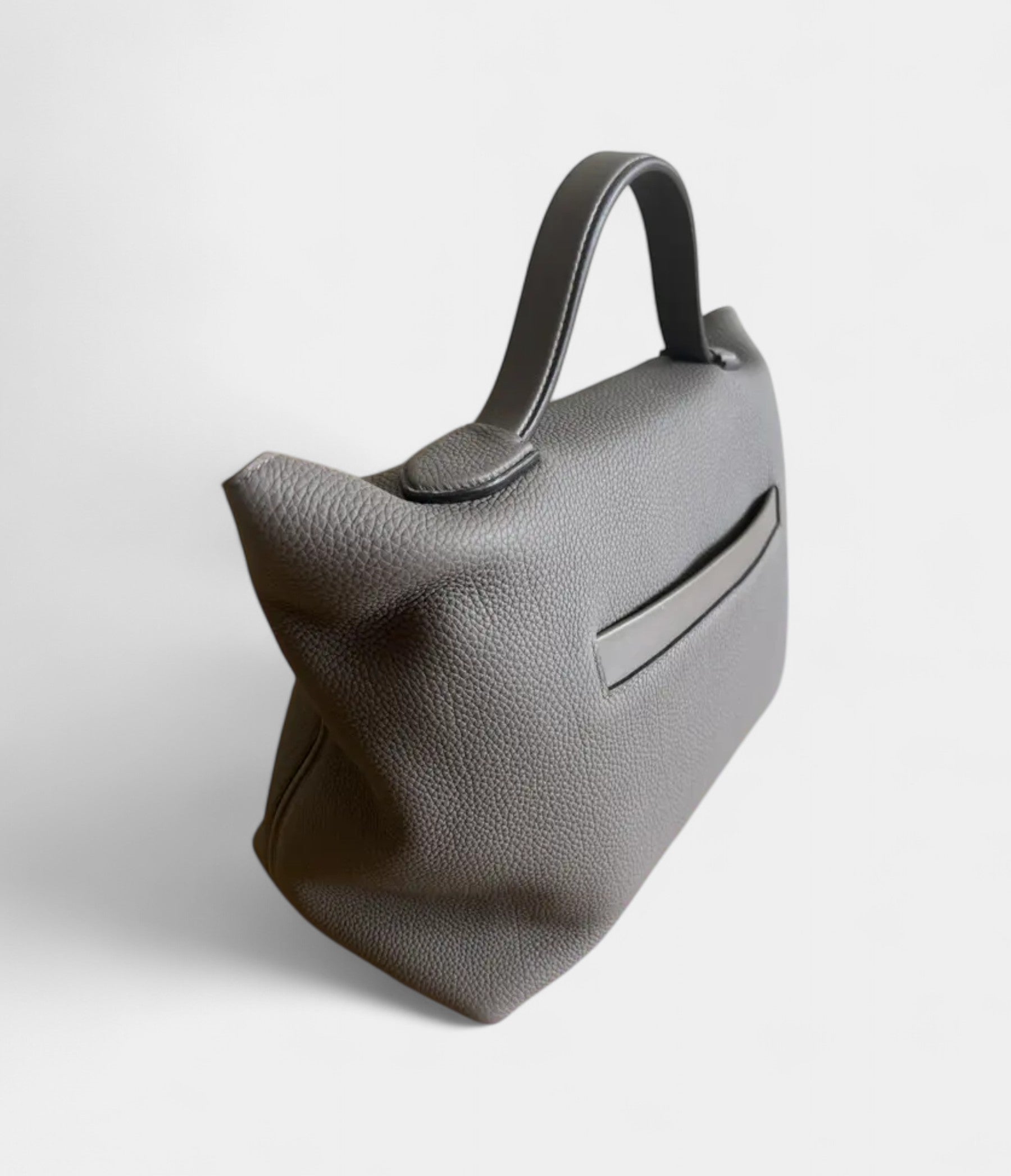 Hermès 24/24 Handmade Grey Leather Bag with Palladium Hardware
