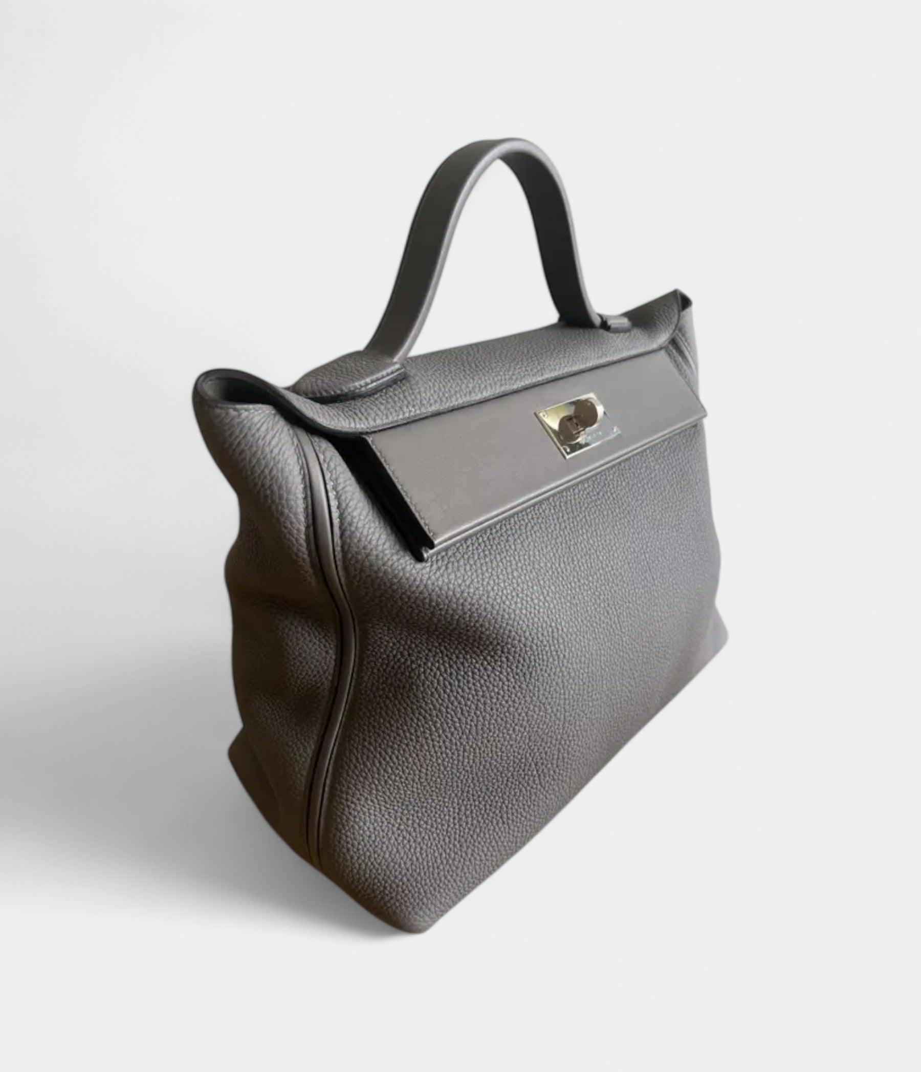 Hermès 24/24 Handmade Grey Leather Bag with Palladium Hardware