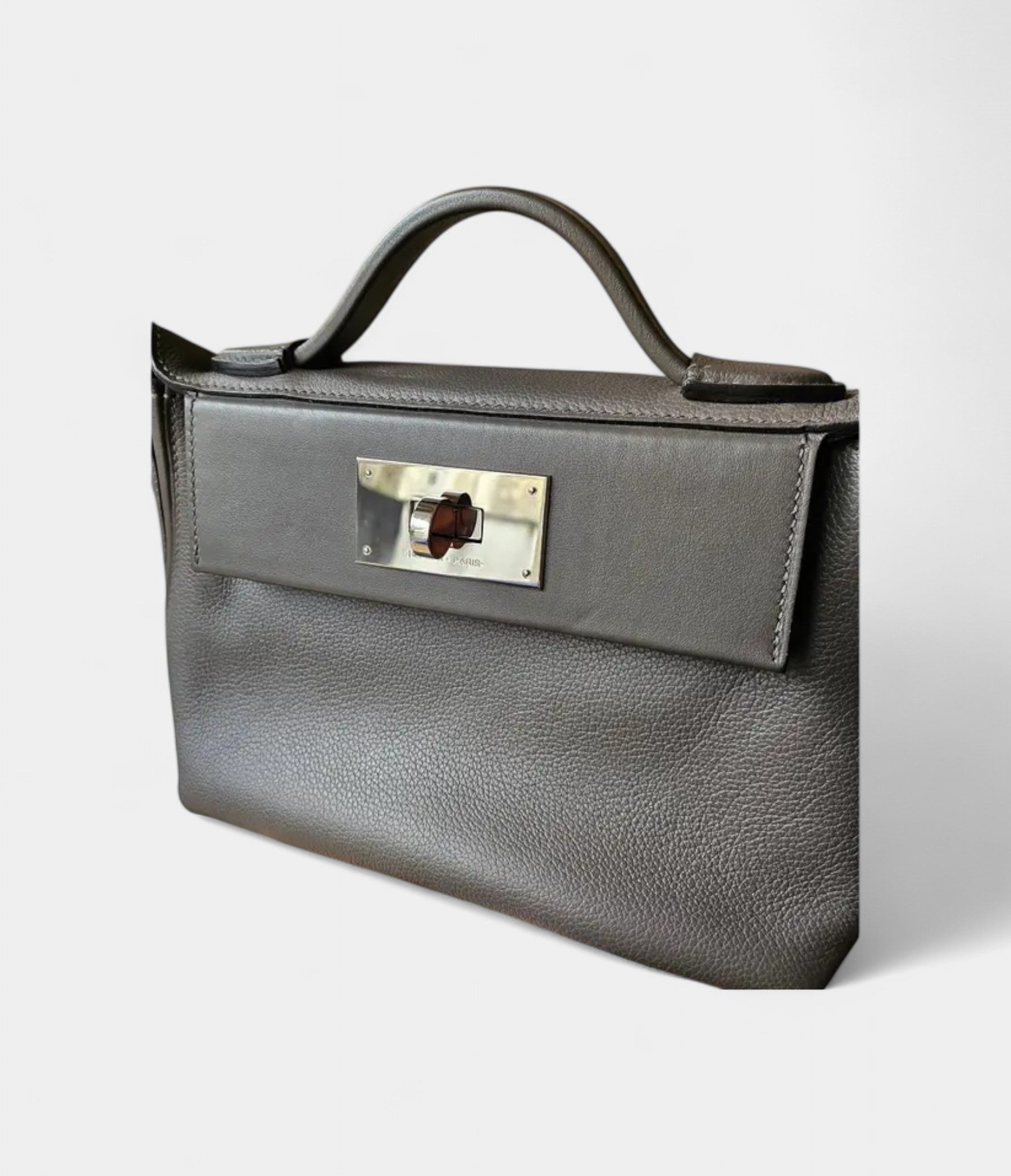 Hermès 24/24 Handmade Grey Two-Tone Leather Bag with Palladium Hardware