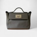 Hermès 24/24 Handmade Grey Two-Tone Leather Bag with Palladium Hardware