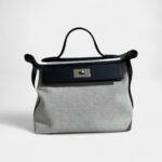 Hermès 24/24 Handmade Linen & Leather Bag with Palladium Hardware