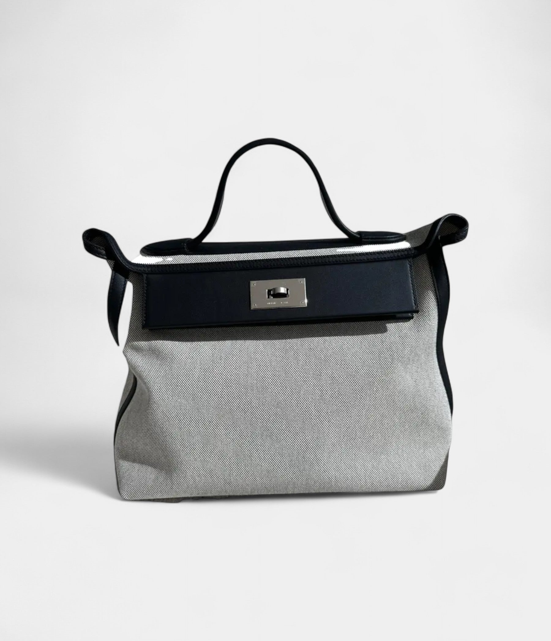 Hermès 24/24 Handmade Linen & Leather Bag with Palladium Hardware