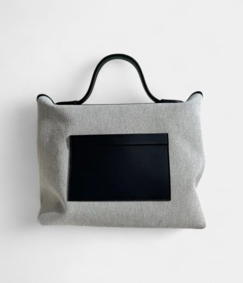 Hermès 24/24 Handmade Linen & Leather Bag with Palladium Hardware