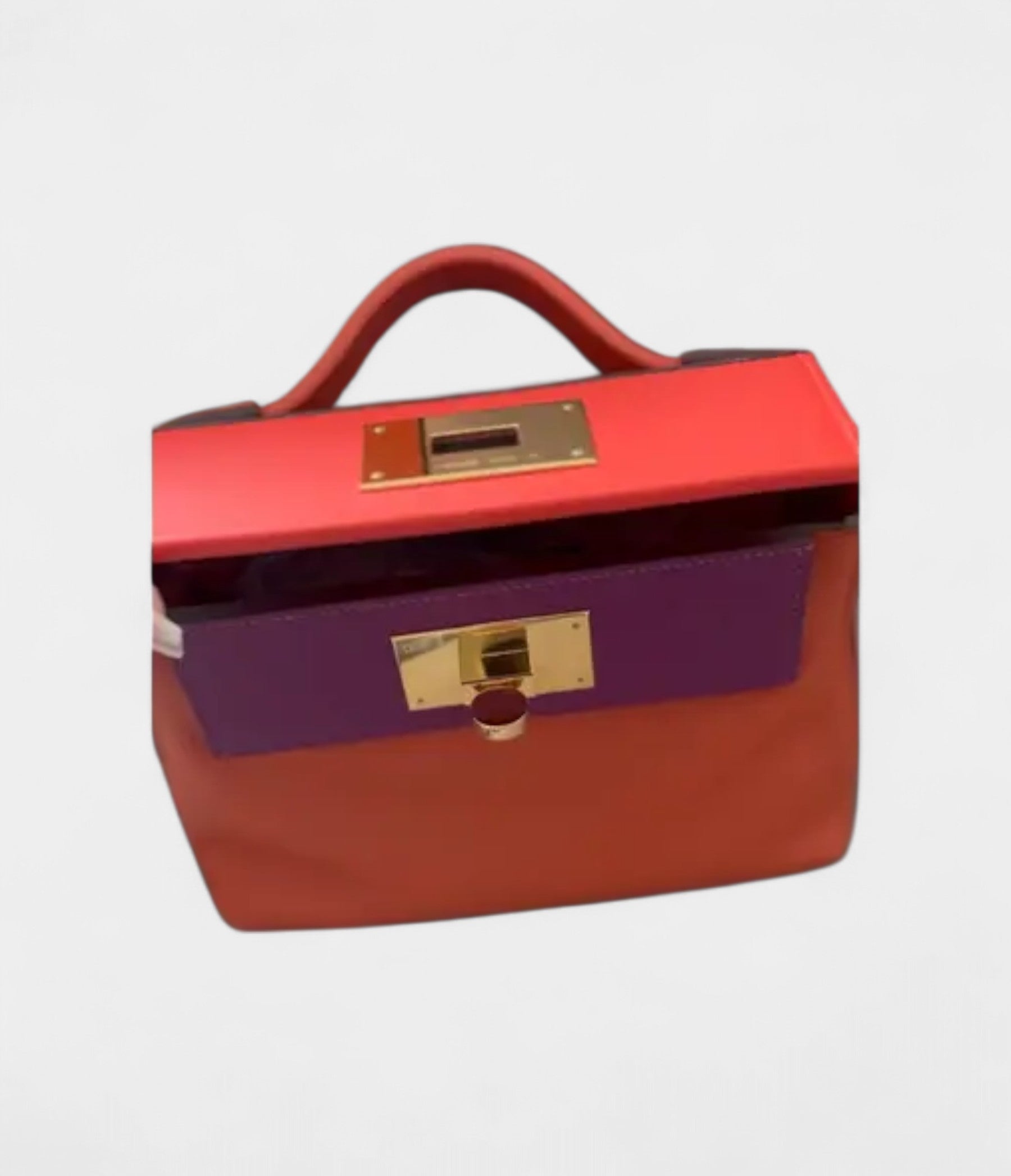 Hermès 24/24 Handmade Multicolour Two-Tone Leather Bag with Palladium Hardware