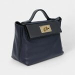 Hermès 24/24 Handmade Navy Leather Bag with Palladium Hardware
