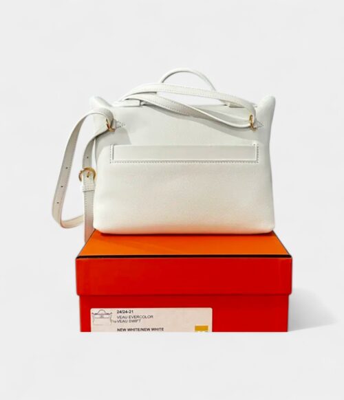 Hermès 24/24 Handmade White & Leather Bag with Palladium Hardware