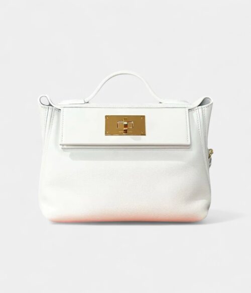 Hermès 24/24 Handmade White & Leather Bag with Palladium Hardware