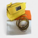 Hermès 24/24 Handmade Yellow & Leather Bag with Palladium Hardware
