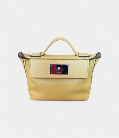 Hermès 24/24 Handmade Yellow & Leather Bag with Palladium Hardware