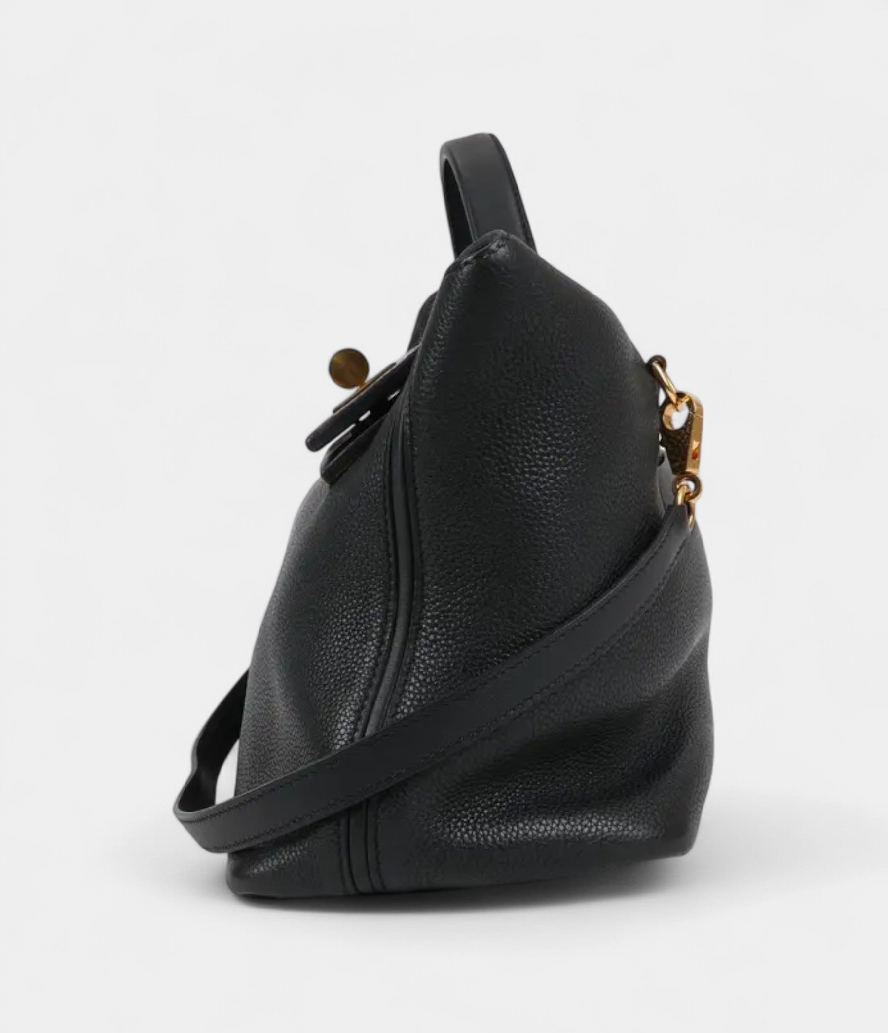 Hermès 24/24 Handmade in Black and Gold-Tone Leather with Palladium Hardware