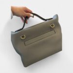 Hermès 24/24 Handmade in Dark Grey and Gold-Tone Leather with Palladium Hardware