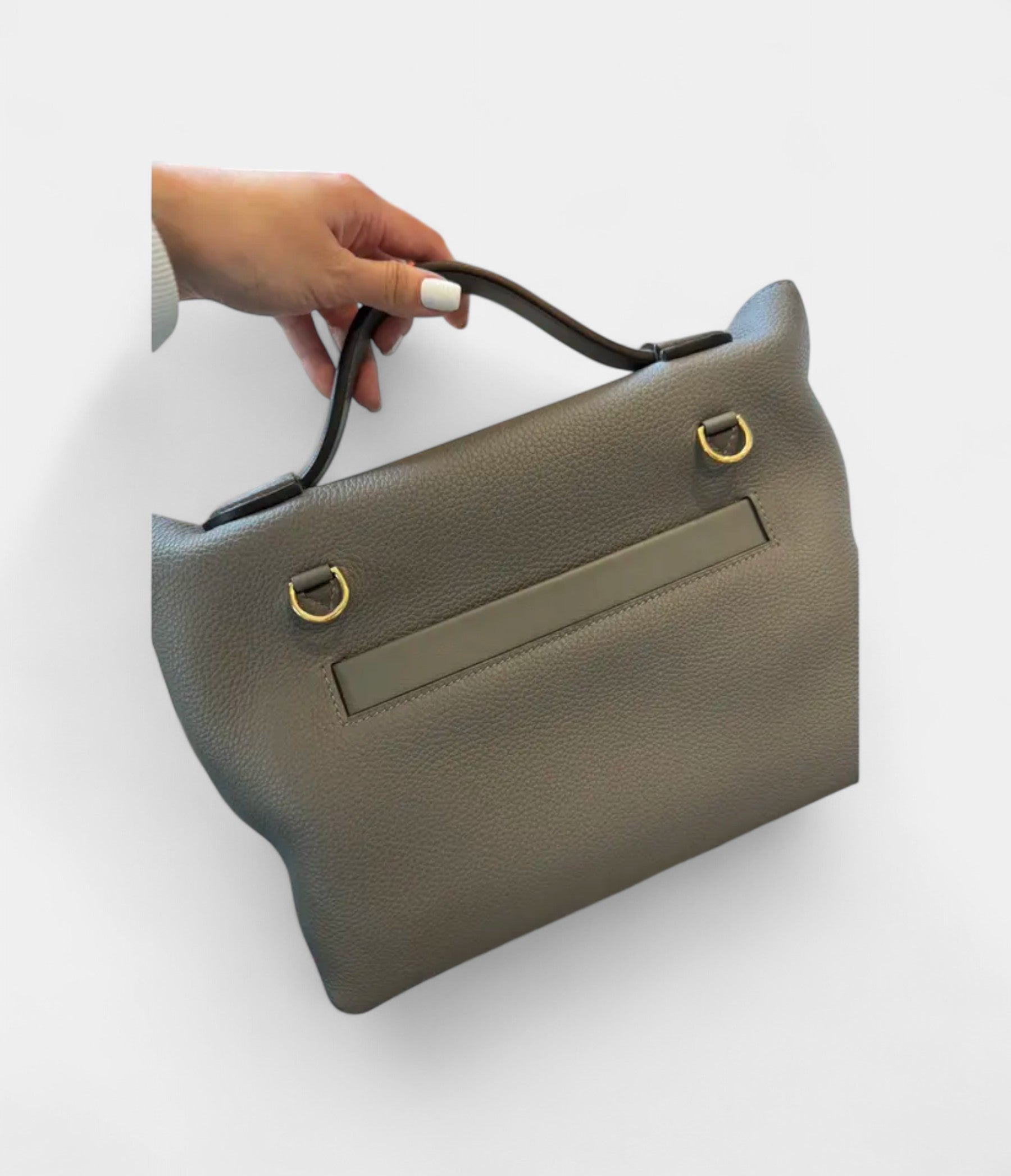 Hermès 24/24 Handmade in Dark Grey and Gold-Tone Leather with Palladium Hardware