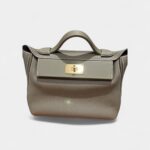 Hermès 24/24 Handmade in Grey Leather with Palladium Hardware