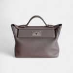 Hermès 24/24 Handmade in Grey Silver Tone Leather with Palladium Hardware